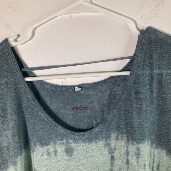 Womens Pete & Greta Johnny Was Hi Lo Linen Slub Tee Shirt Dress M Green - Picture 3 of 10